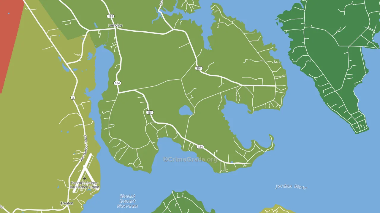 Lamoine, ME Map of Theft Rates