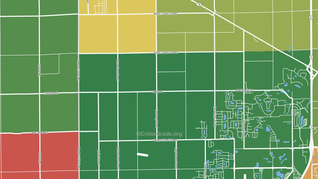 Lamong, IN Map of Theft Rates