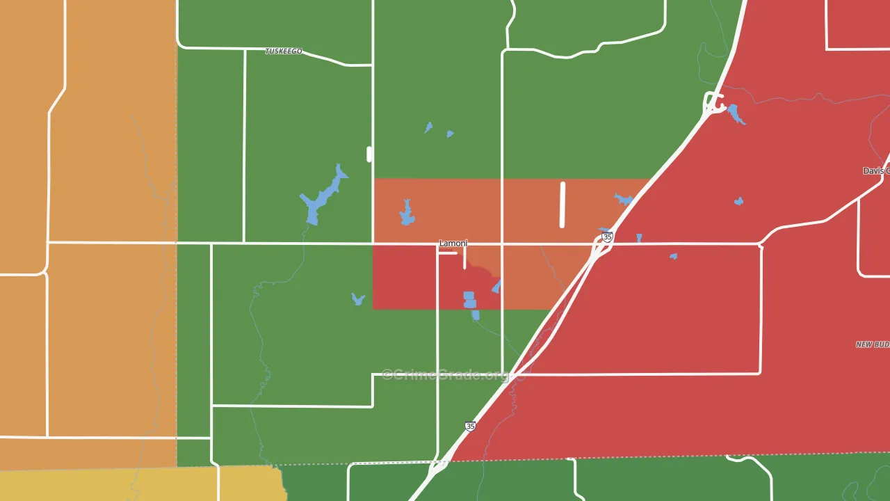 Lamoni, IA Map of Theft Rates