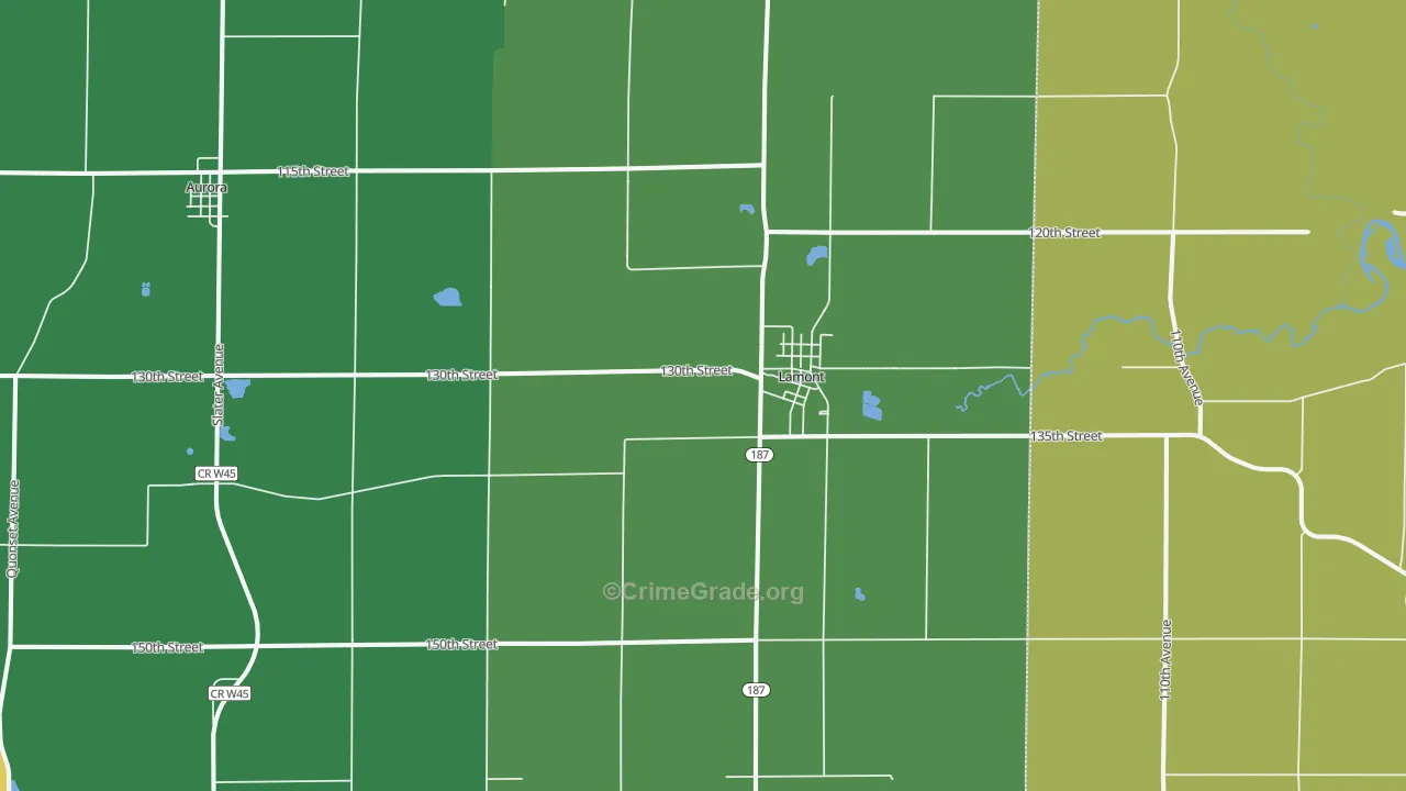 Lamont, IA Map of Theft Rates