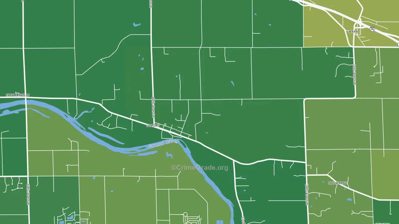 Lamont, MI Map of Theft Rates