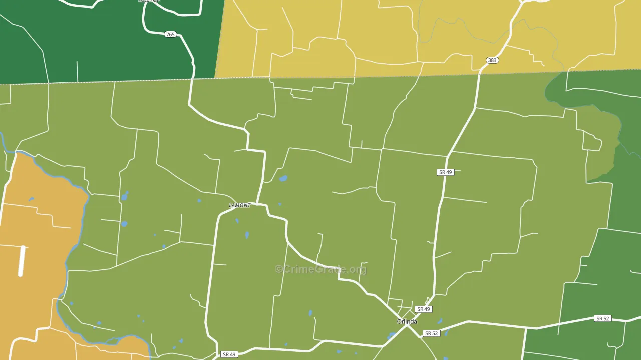 Lamont, TN Map of Theft Rates