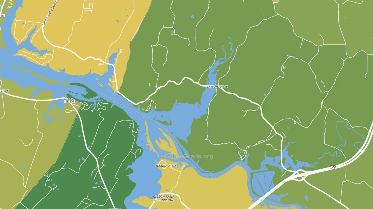 Lamontville, TN Map of Theft Rates