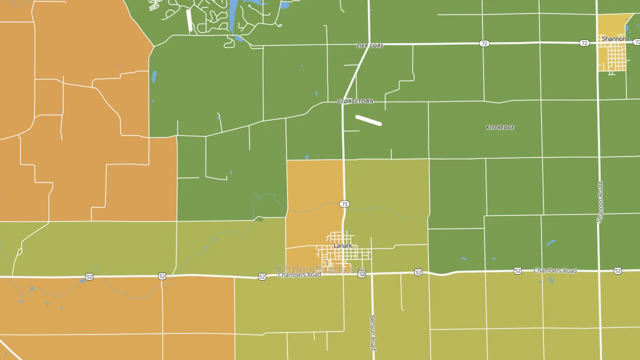 Lanark, IL Map of Theft Rates