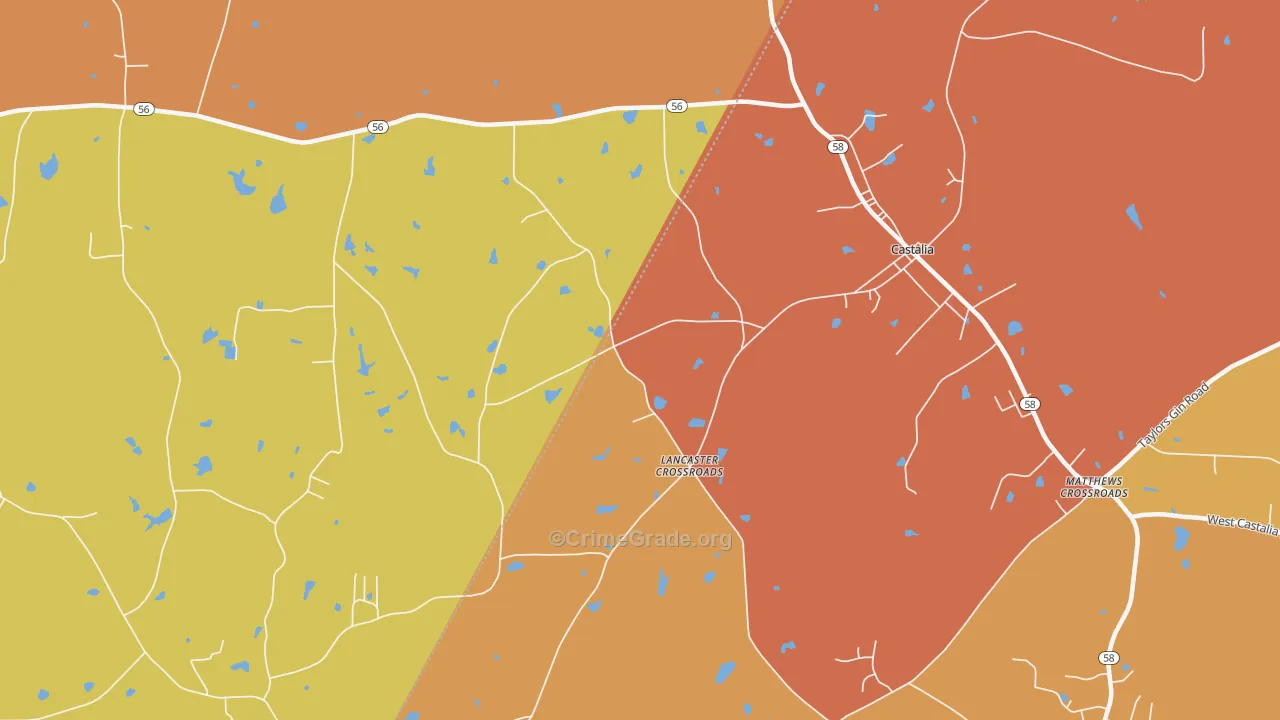 Lancaster Crossroads, NC Map of Theft Rates