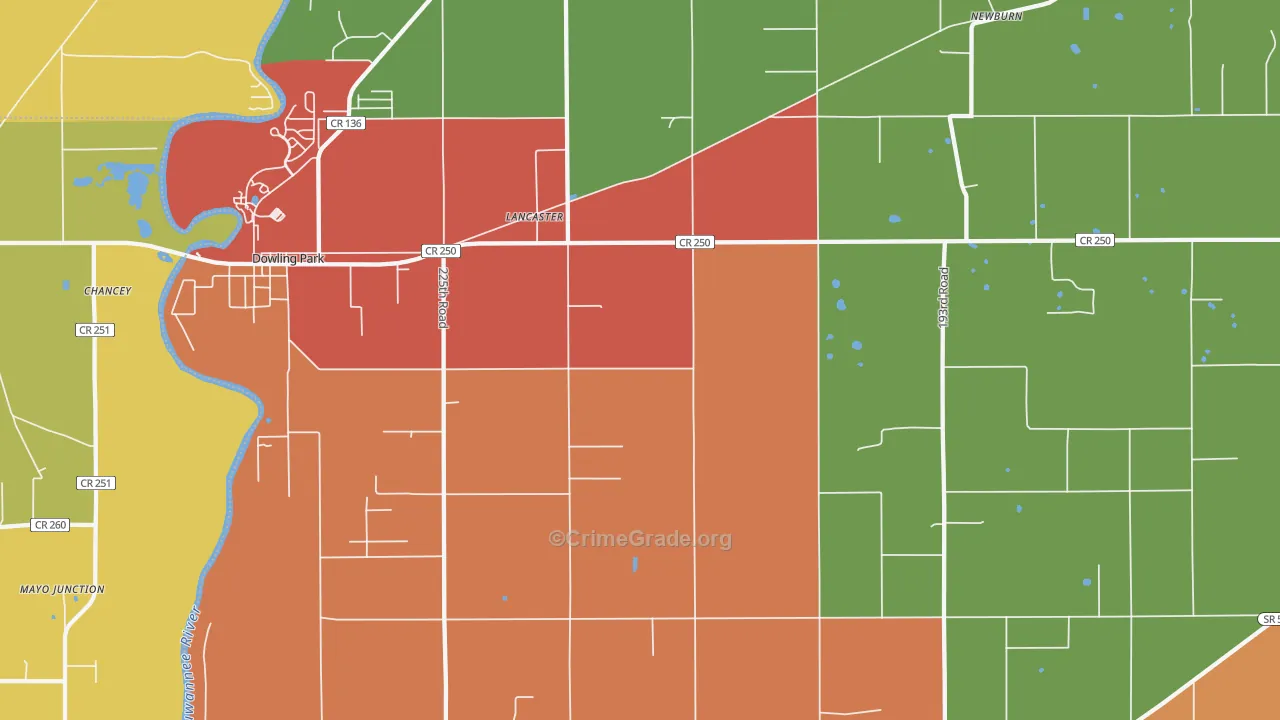 Lancaster, FL Map of Theft Rates