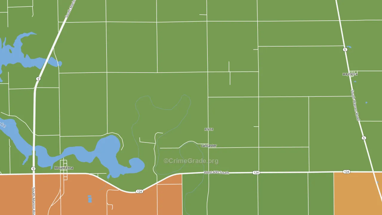 Lancaster, IN Map of Theft Rates