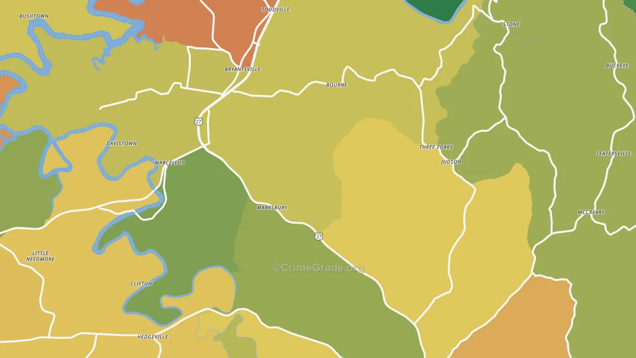 Lancaster, KY Map of Theft Rates