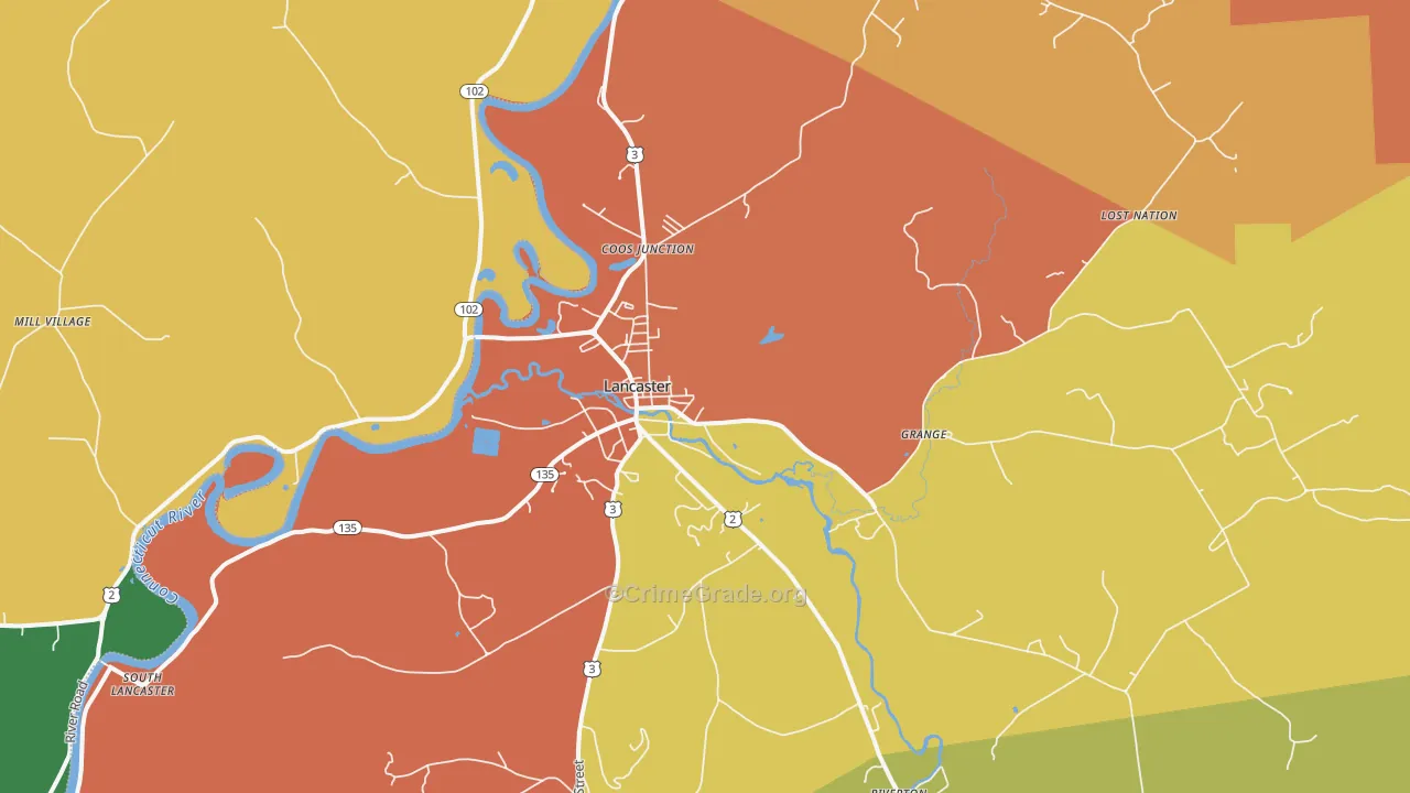 Lancaster, NH Map of Theft Rates