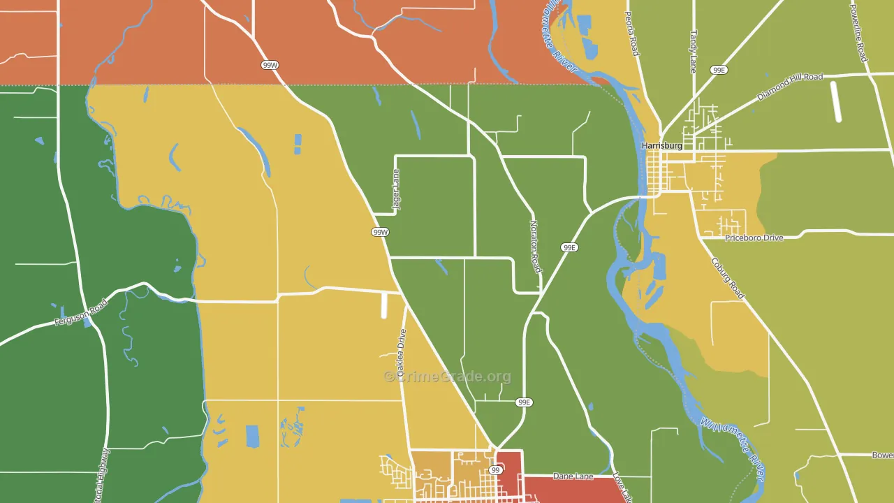 Lancaster, OR Map of Theft Rates