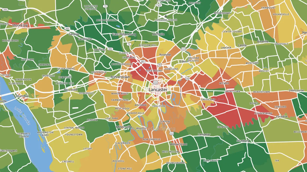 Lancaster, PA Map of Theft Rates