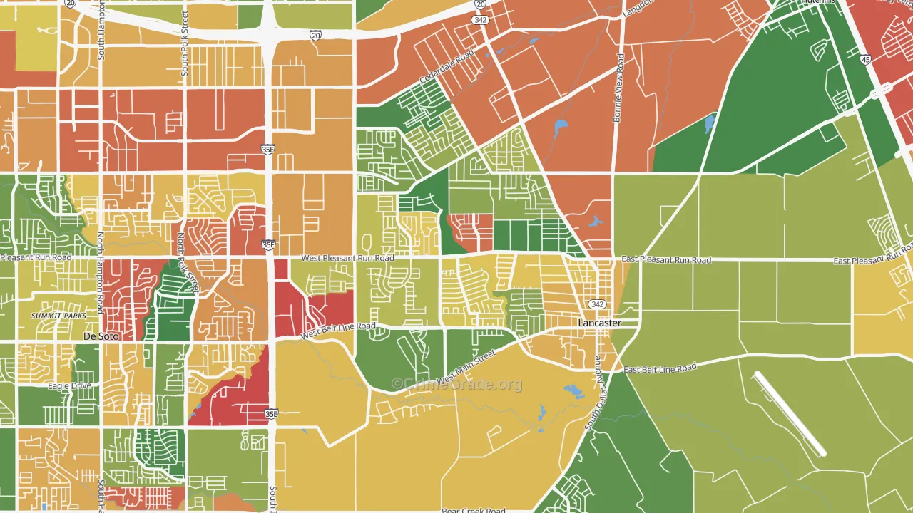 Lancaster, TX Map of Theft Rates