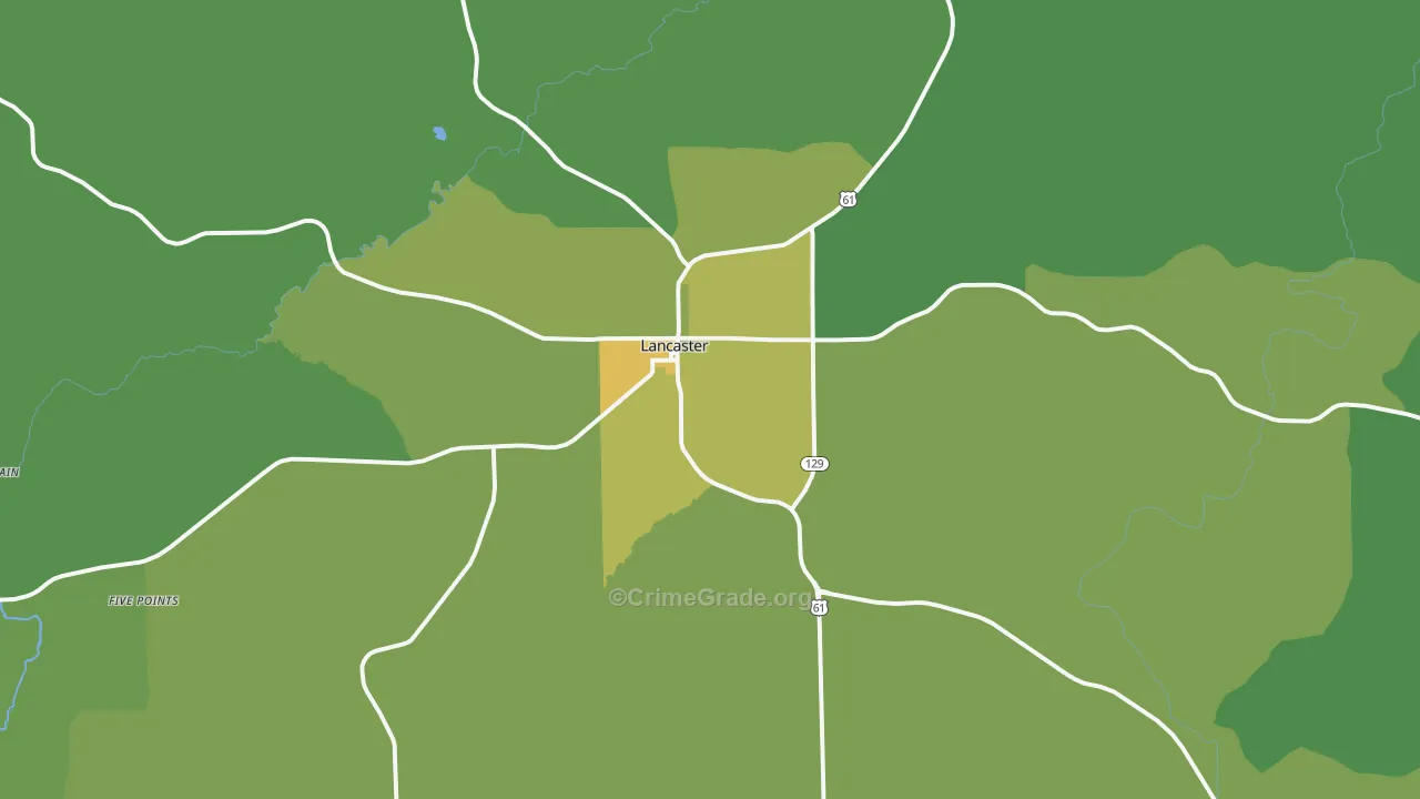 Lancaster, WI Map of Theft Rates