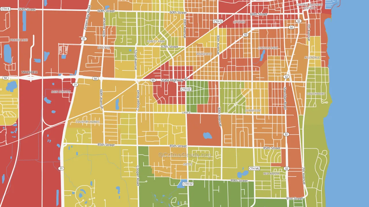 Lance, Kenosha, WI Map of Theft Rates