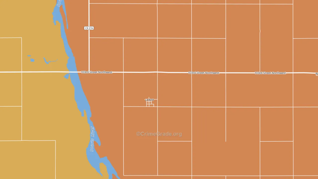 Landa, ND Map of Theft Rates
