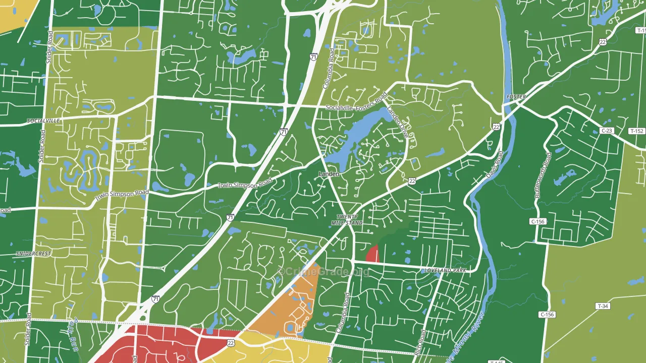 Landen, OH Map of Theft Rates
