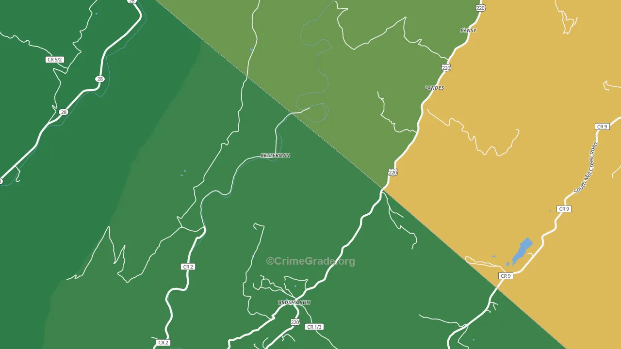 Landes, WV Map of Theft Rates