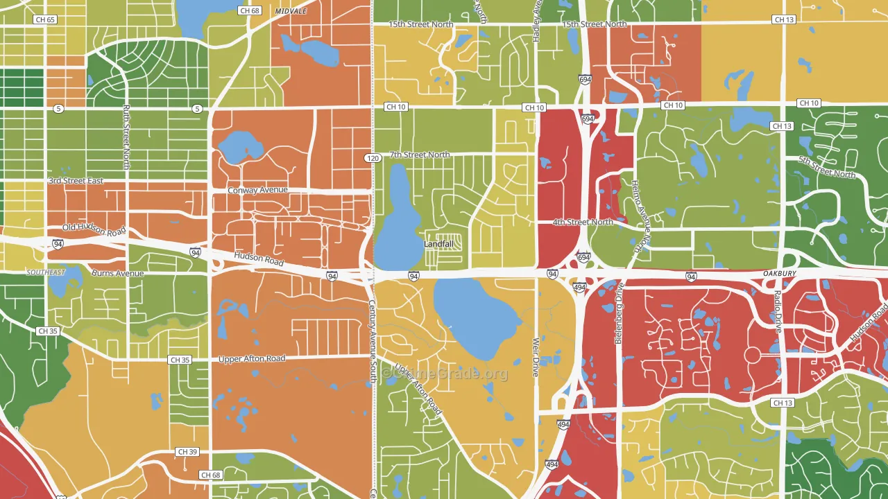 Landfall, MN Map of Theft Rates