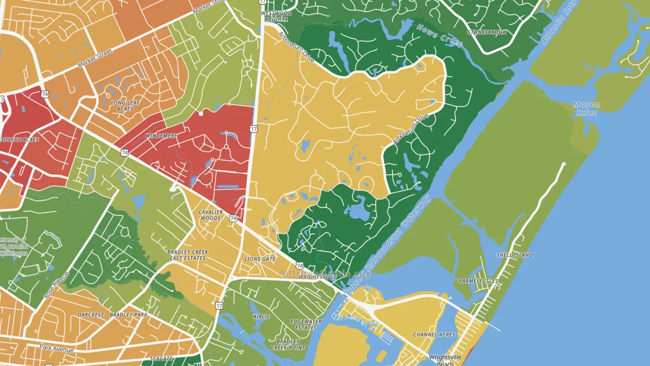 Landfall, Wilmington, NC Map of Theft Rates