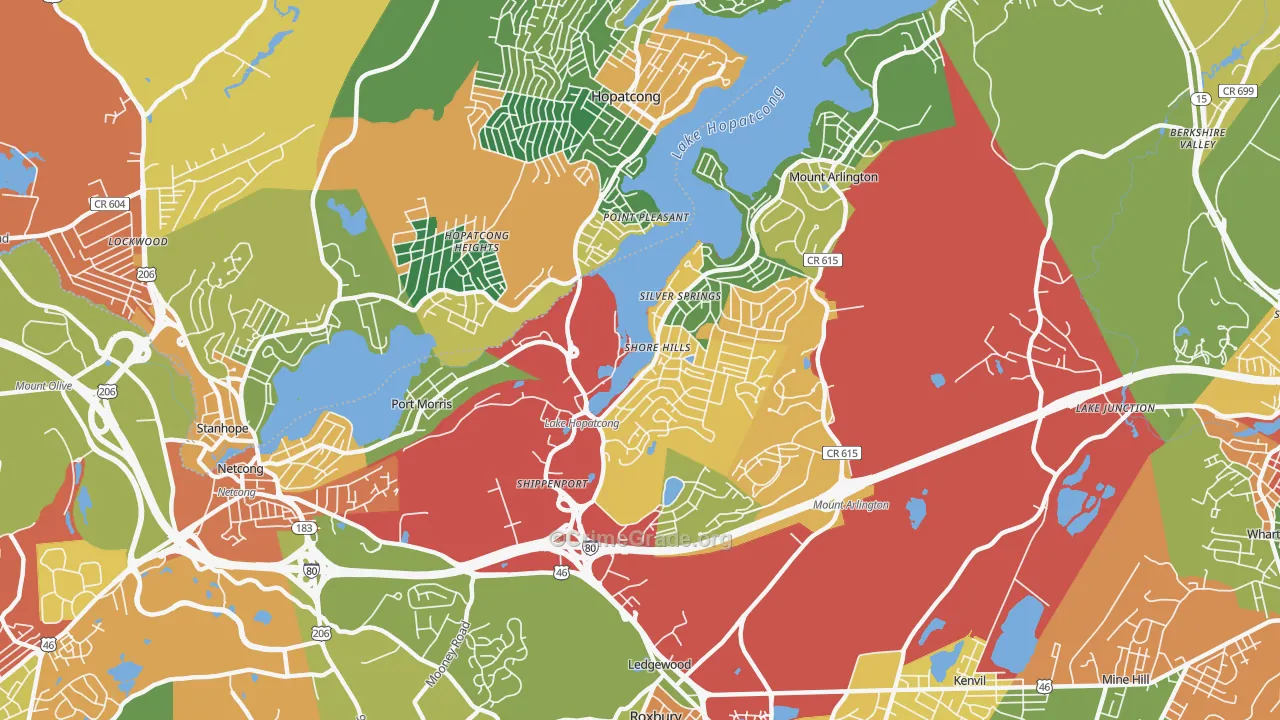 Landing, NJ Map of Theft Rates
