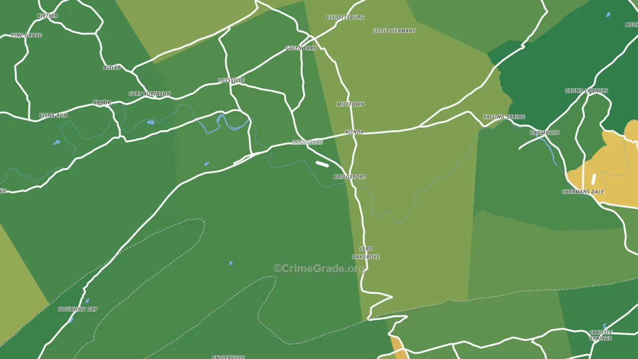 Landisburg, PA Map of Theft Rates