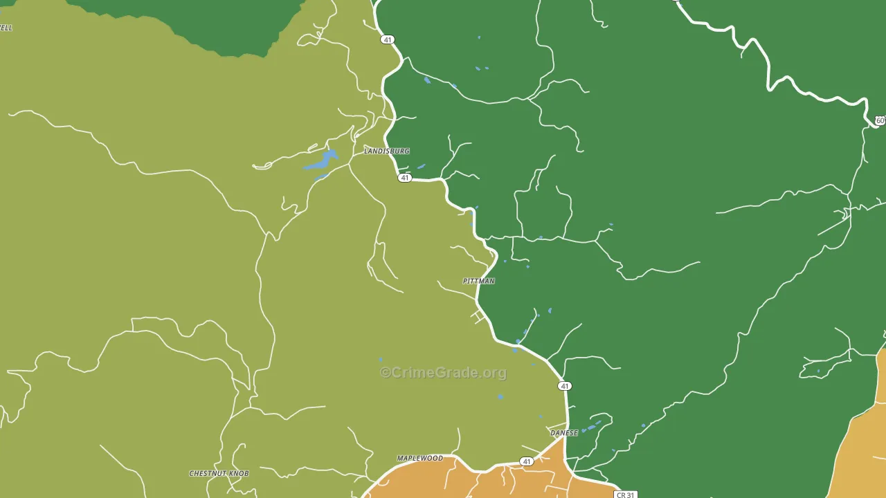 Landisburg, WV Map of Theft Rates