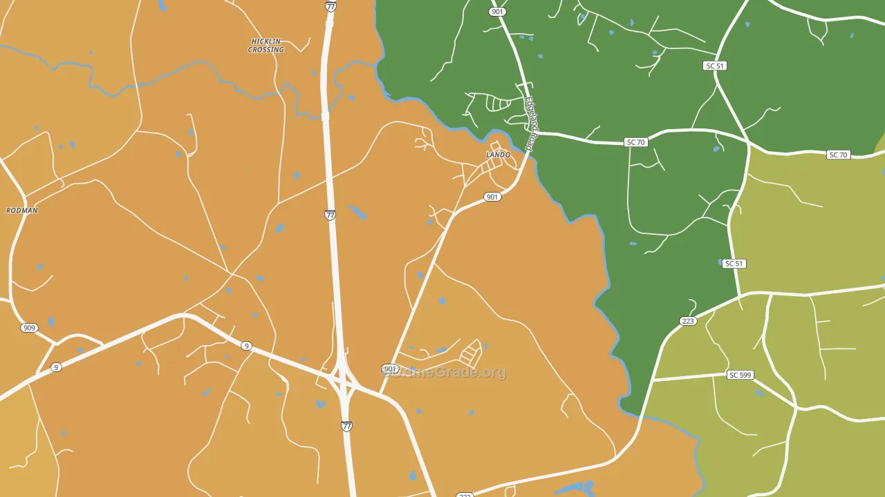 Lando, SC Map of Theft Rates