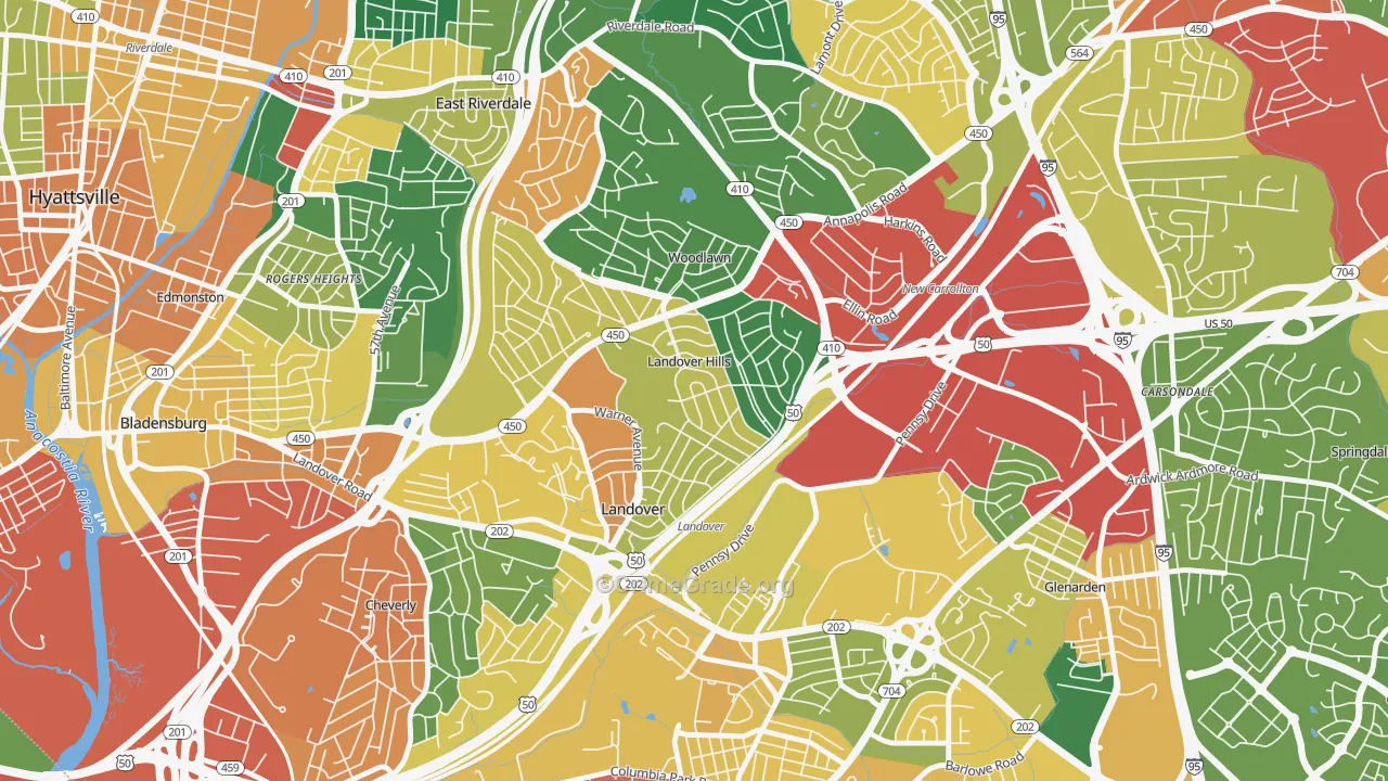 Landover Hills, MD Map of Theft Rates