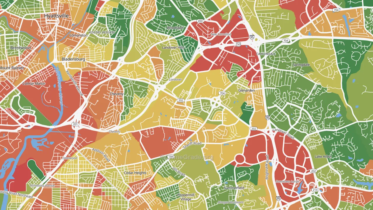 Landover, MD Map of Theft Rates