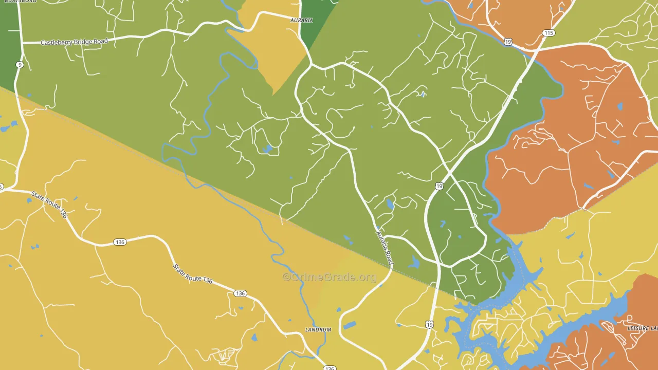 Landrum, GA Map of Theft Rates