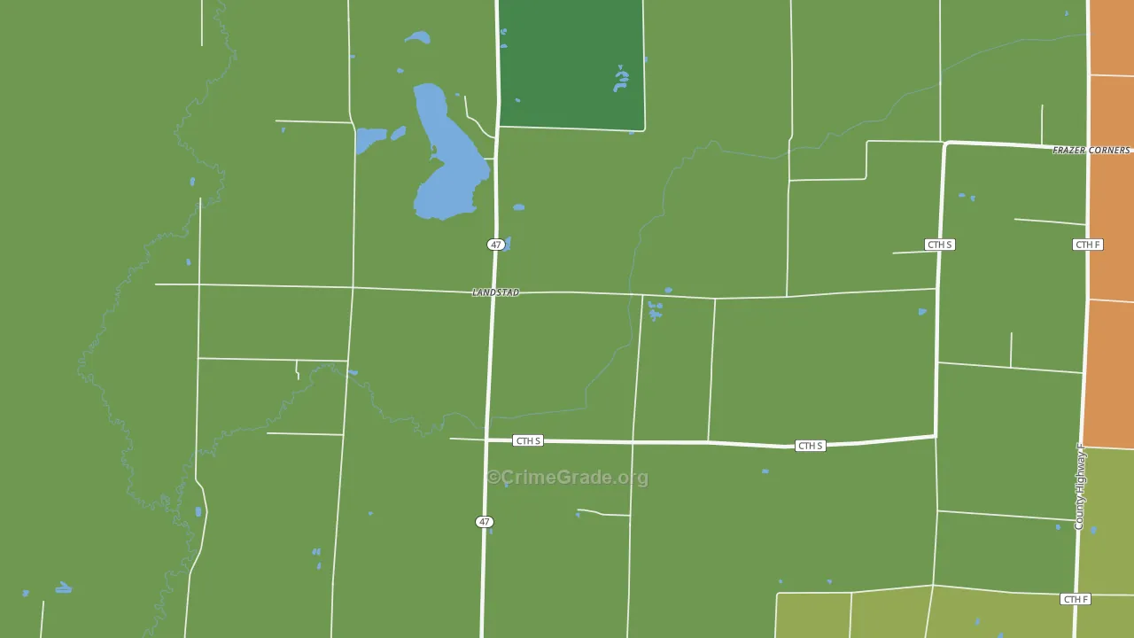 Landstad, WI Map of Theft Rates