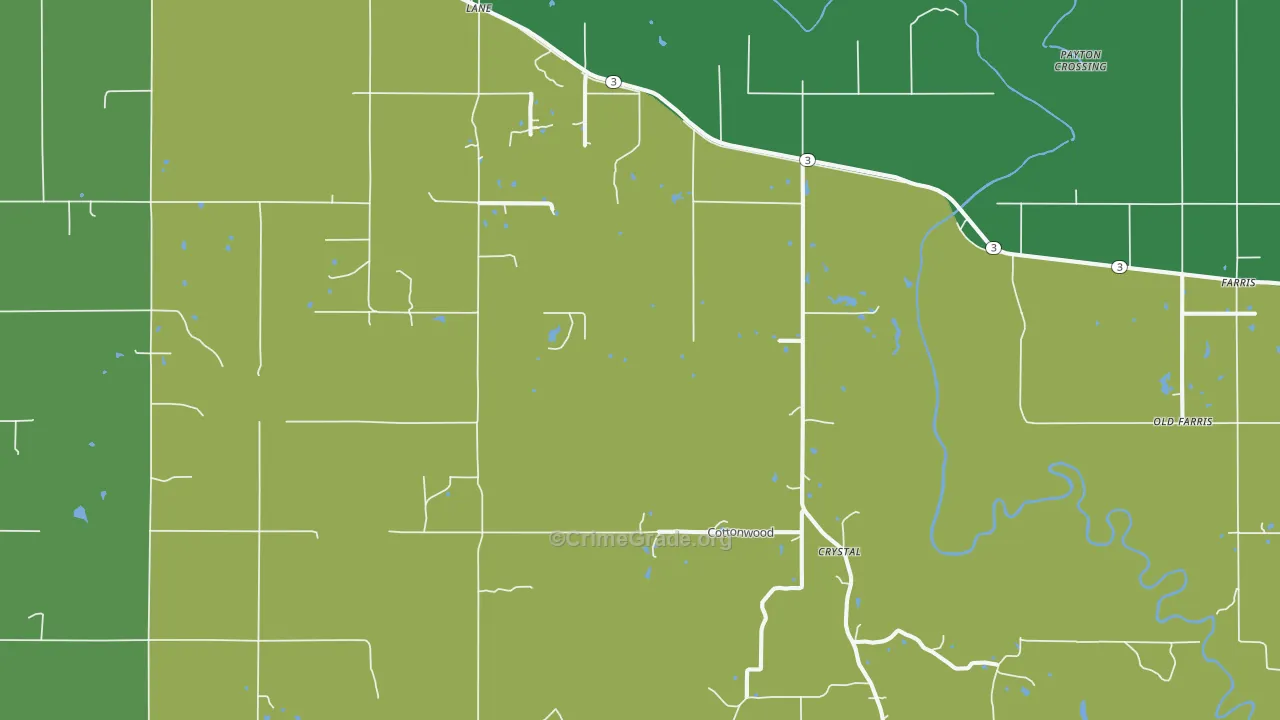 Lane, OK Map of Theft Rates