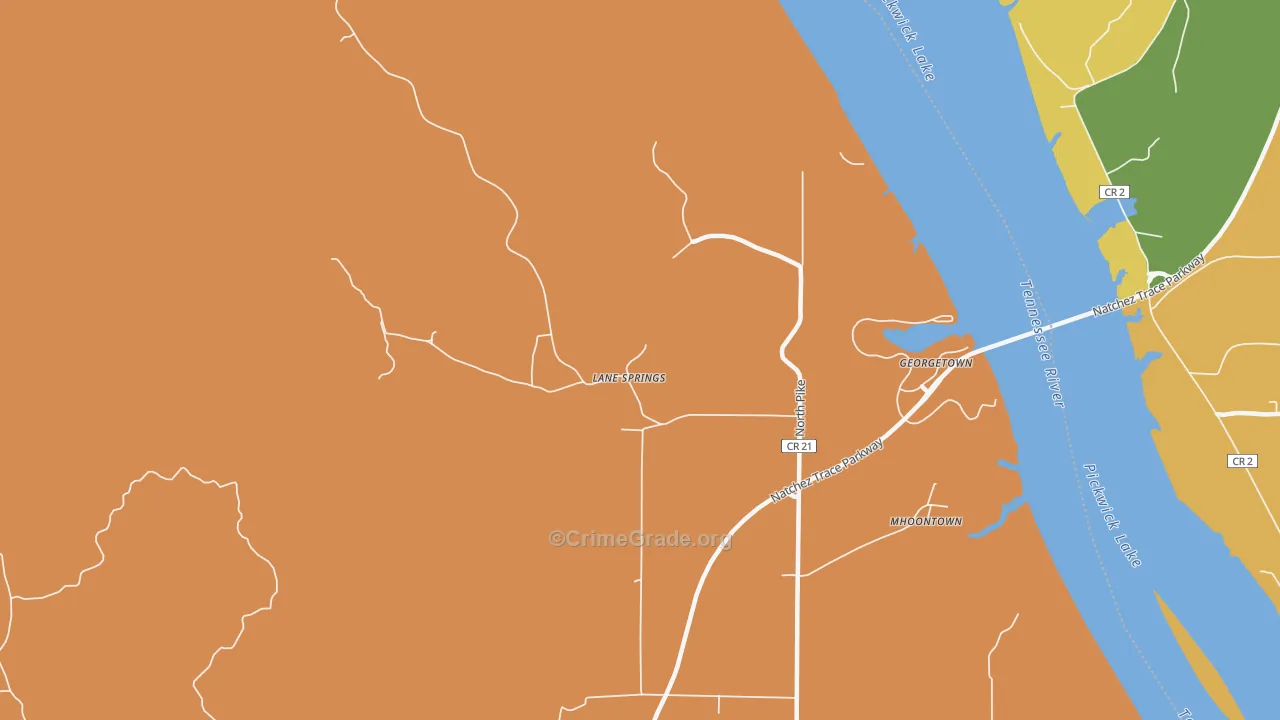 Lane Springs, AL Map of Theft Rates