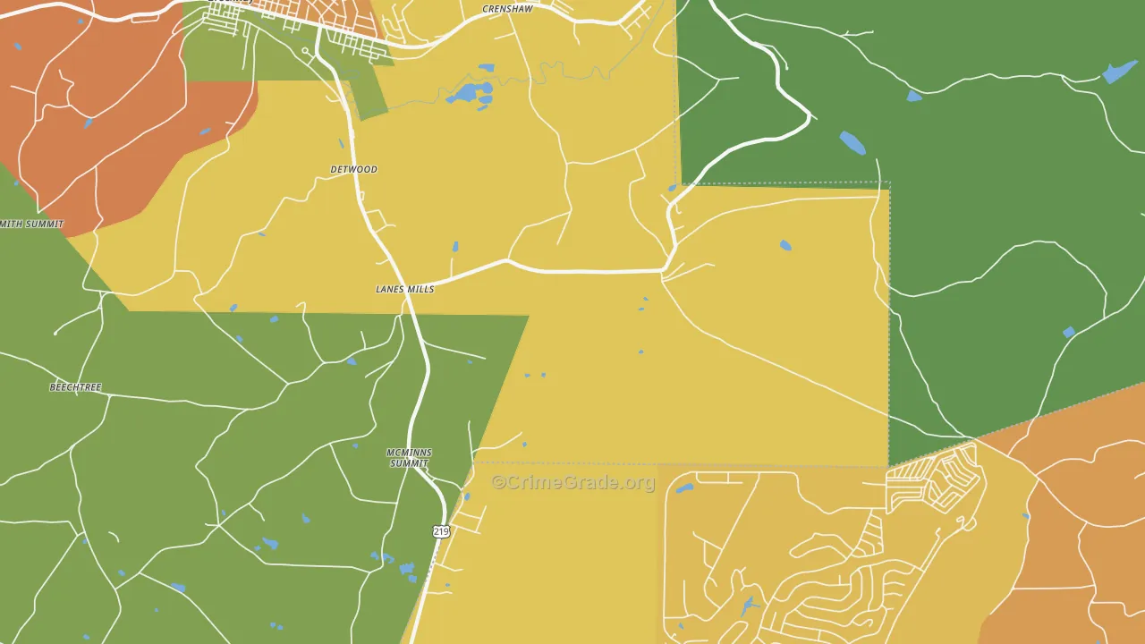 Lanes Mills, PA Map of Theft Rates