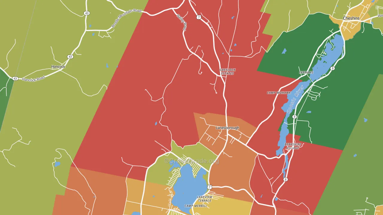 Lanesboro, MA Map of Theft Rates
