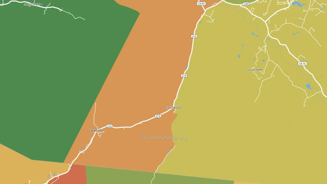 Lanesville, NY Map of Theft Rates