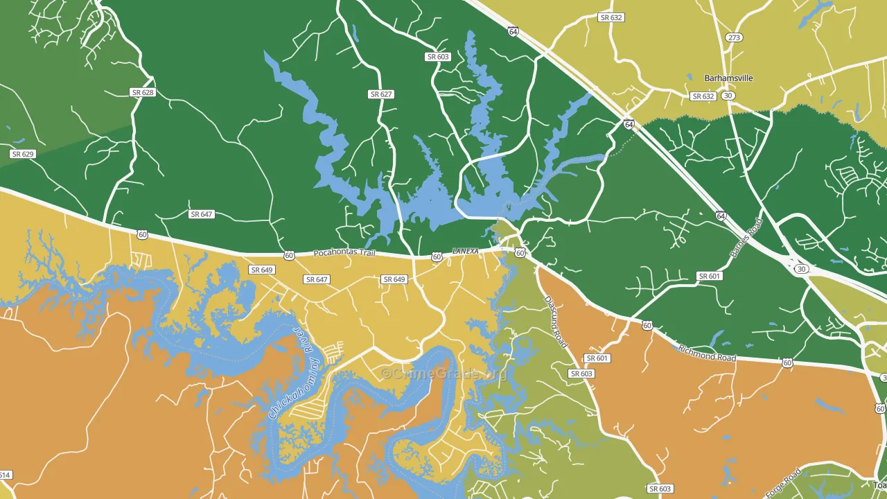 Lanexa, VA Map of Theft Rates