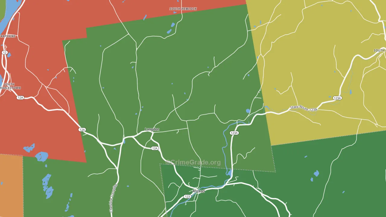 Langdon, NH Map of Theft Rates