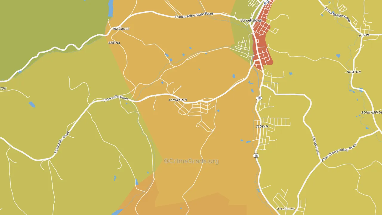 Langeloth, PA Map of Theft Rates