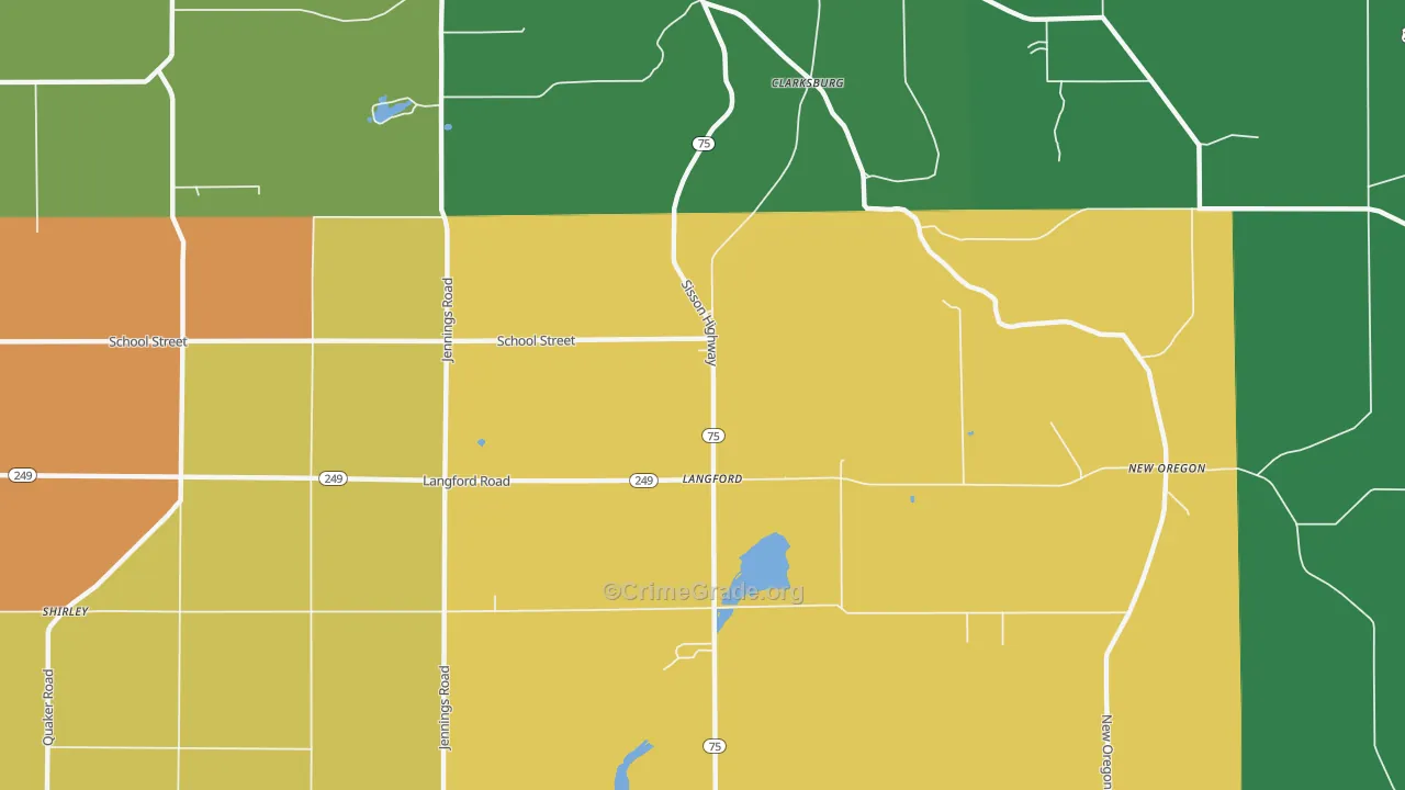 Langford, NY Map of Theft Rates