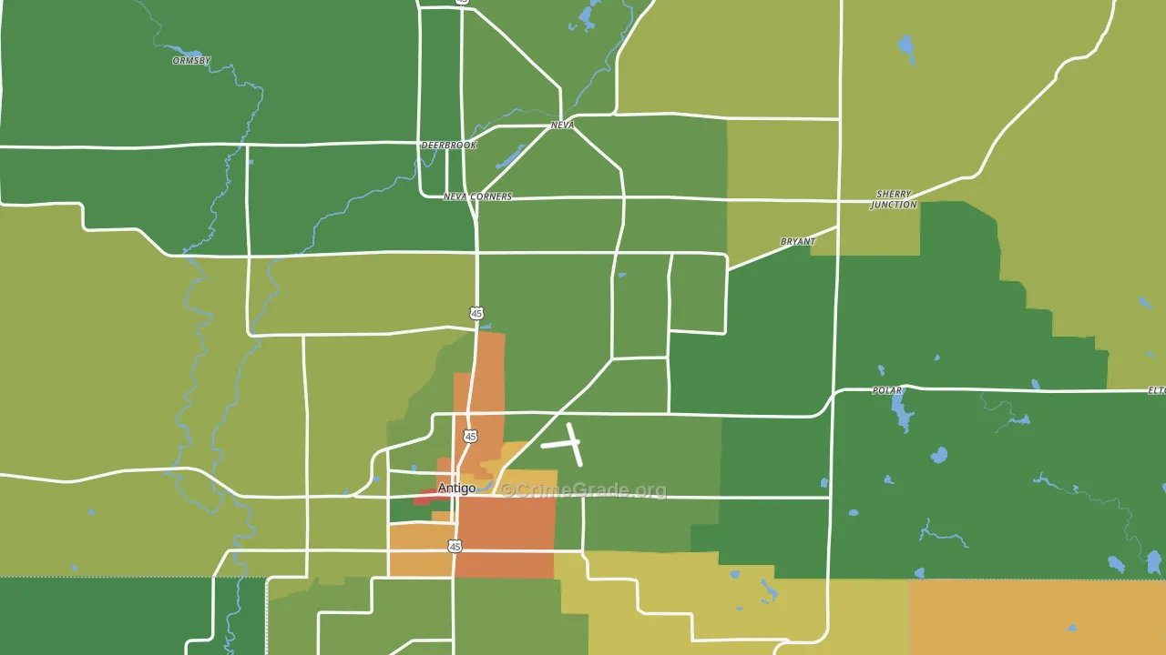 Langlade County, WI Map of Theft Rates