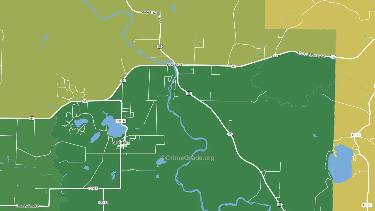 Langlade, WI Map of Theft Rates