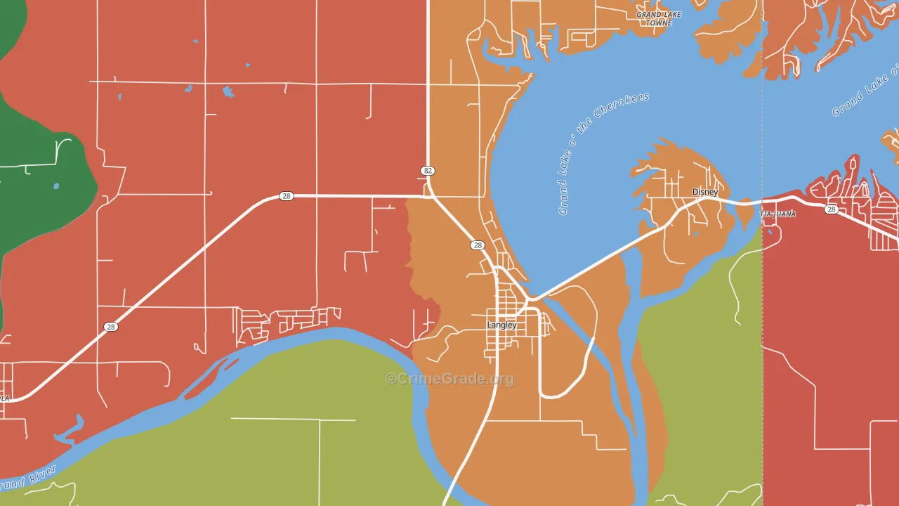 Langley, OK Map of Theft Rates