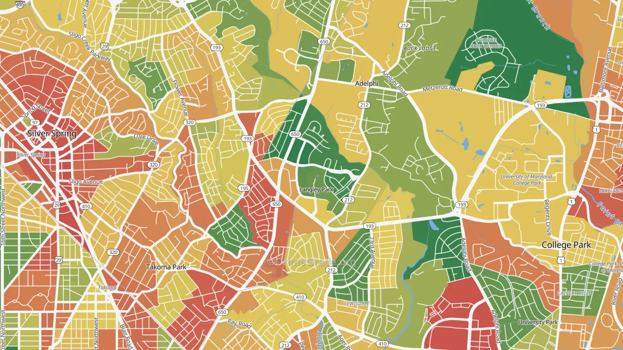 Langley Park, Hyattsville, MD Map of Theft Rates