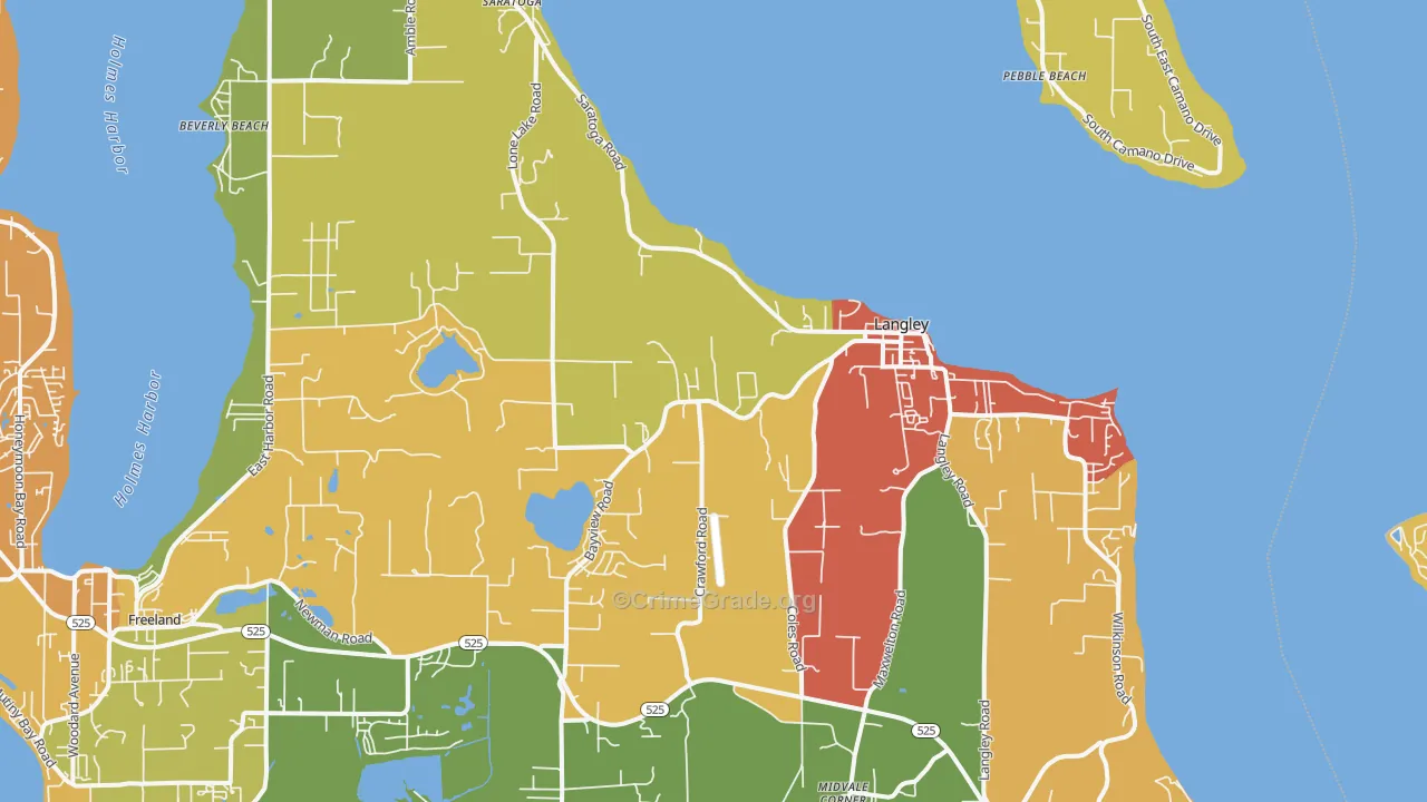 Langley, WA Map of Theft Rates