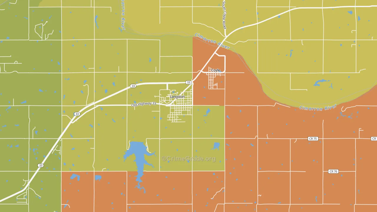 Langston, OK Map of Theft Rates