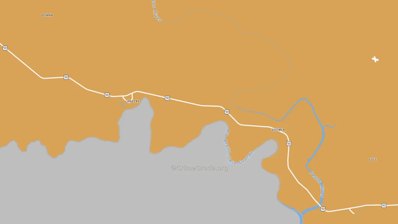 Langtry, TX Map of Theft Rates