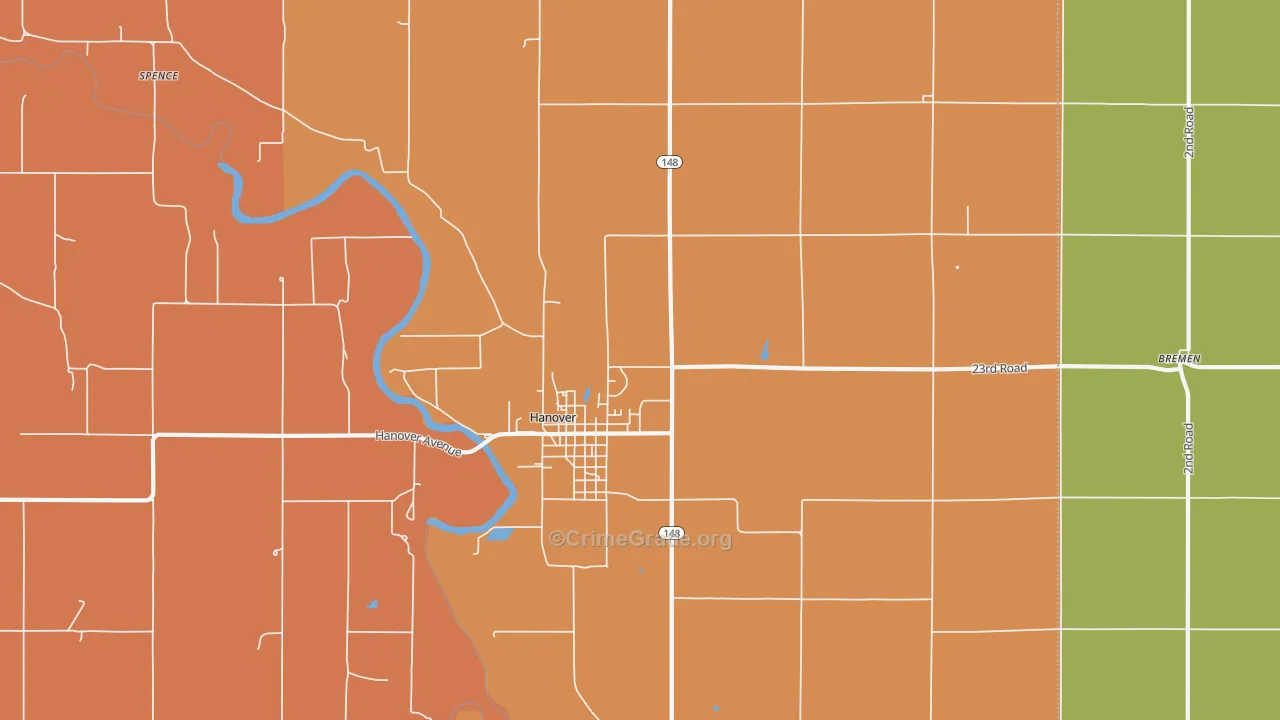 Lanham, KS Map of Theft Rates