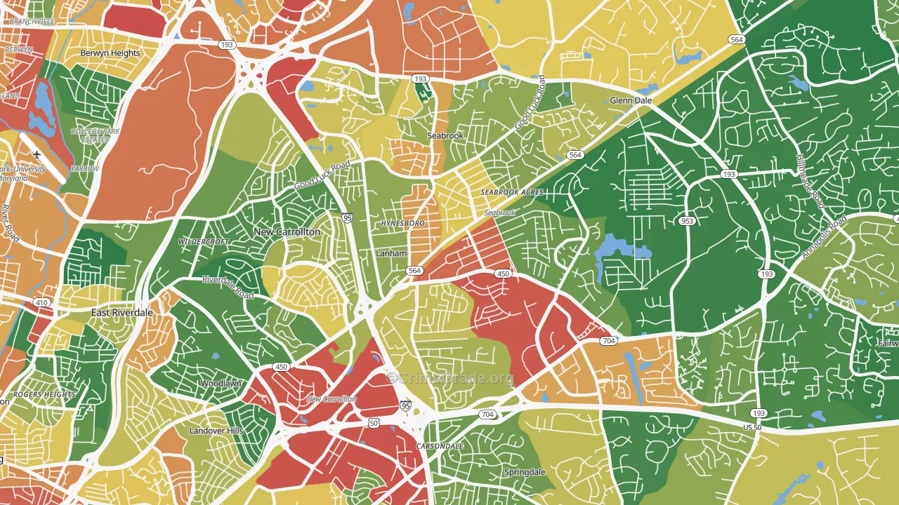 Lanham-Seabrook, Lanham, MD Map of Theft Rates