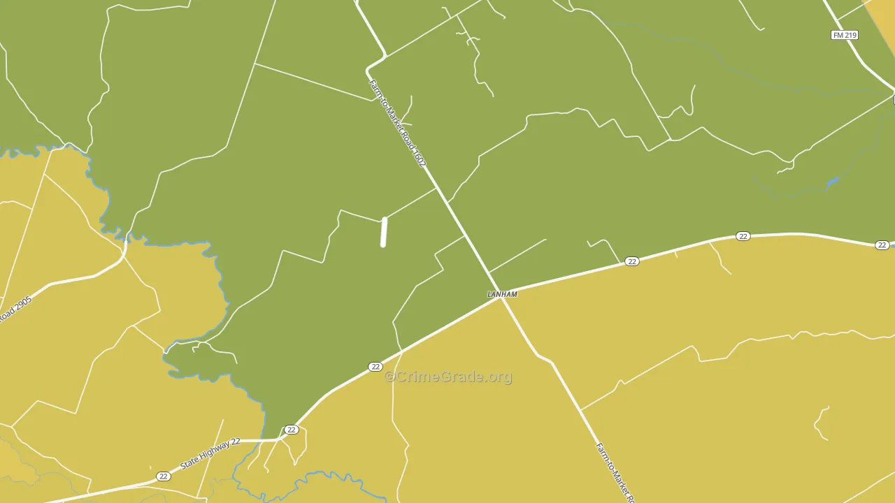 Lanham, TX Map of Theft Rates